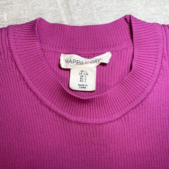 Happily Grey | Pink Ribbed Sleeveless Crop Top | Large - Picture 3 of 5